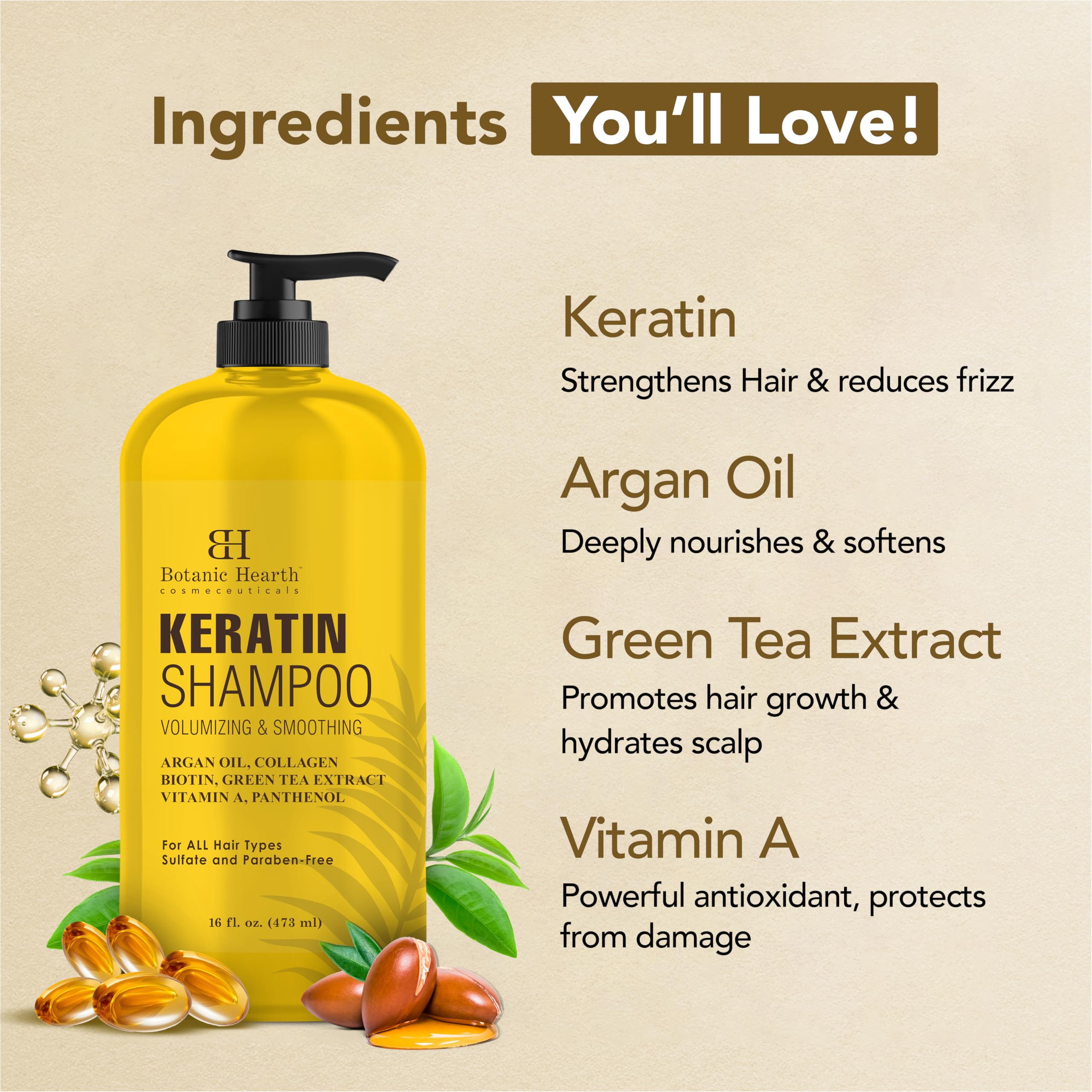Botanic Hearth Keratin Shampoo closeup on damaged hair sections