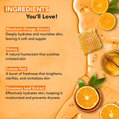 Botanic Hearth Mandarin Orange & Honey Body Wash lather dispenses for cleansing with citrus energy