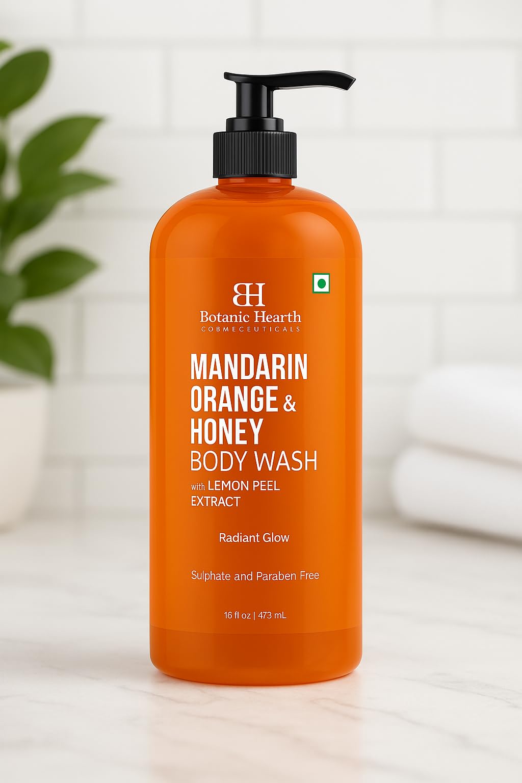 Botanic Hearth Mandarin Orange & Honey Body Wash orange slices inspire tropical mood boost