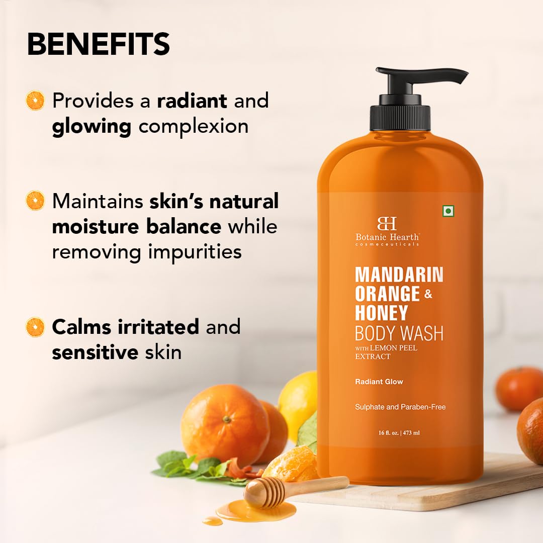Botanic Hearth Mandarin Orange & Honey Body Wash skin-soft sheen after shower