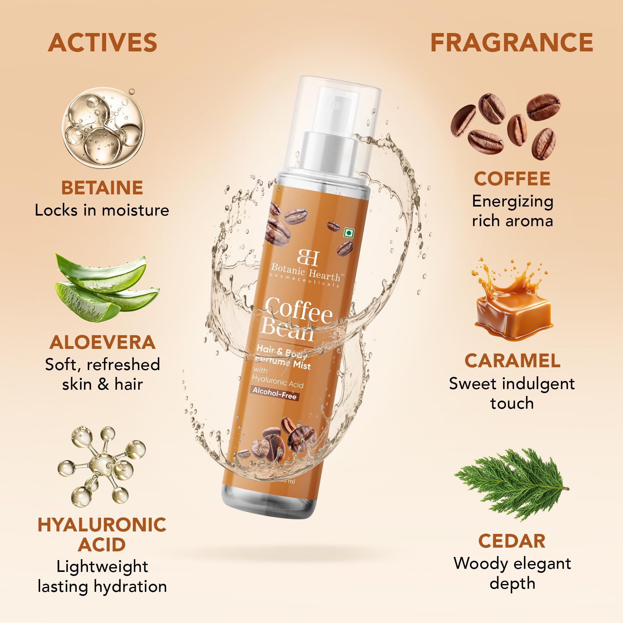 Lifestyle shot with Botanic Hearth bottle beside a morning mug.