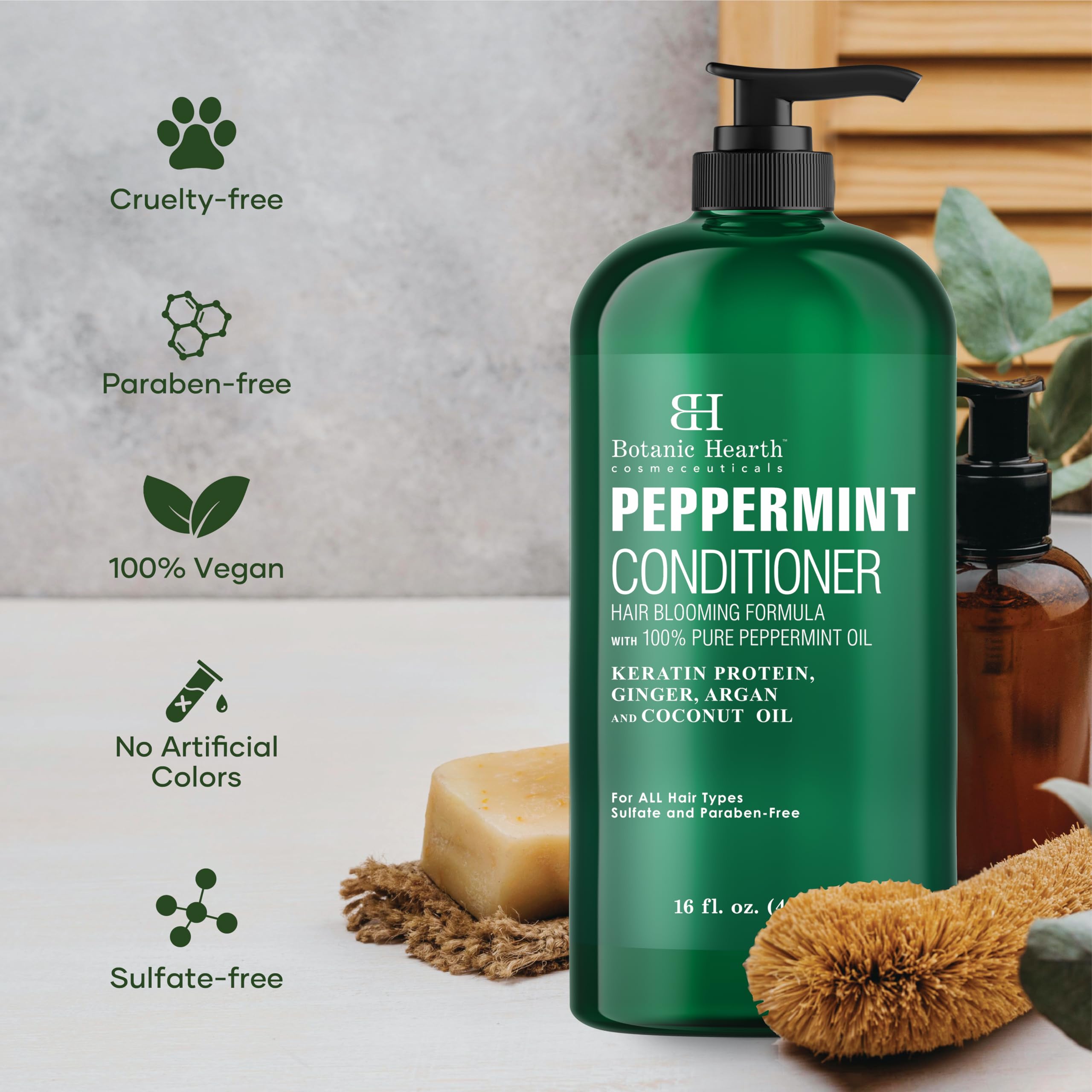 Botanic Hearth peppermint conditioner ingredients highlight peppermint and keratin