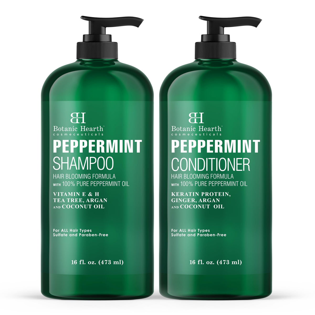 Botanic Hearth peppermint shampoo bottle offers a refreshing aroma for invigorated hair care.