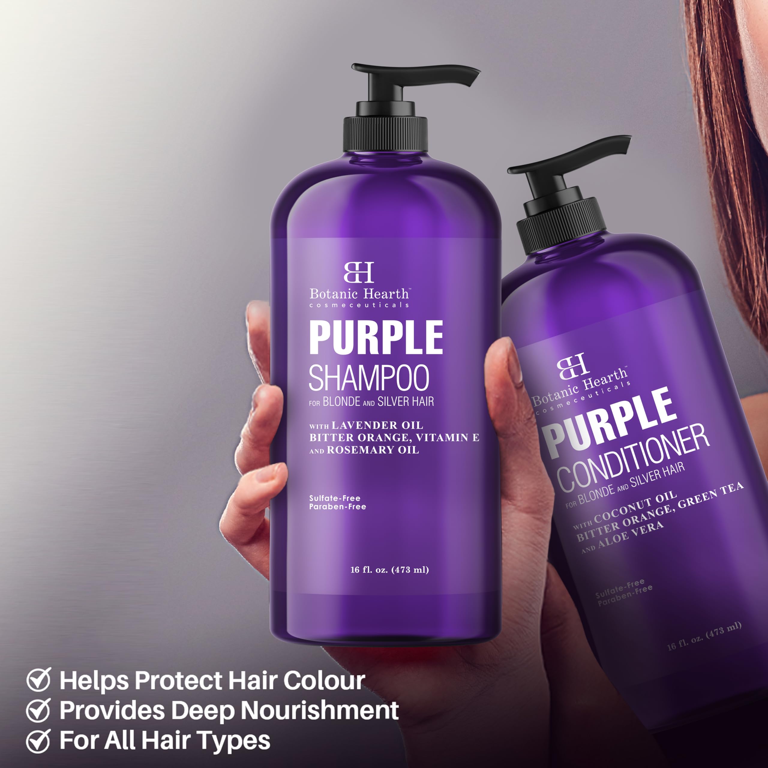 Botanic Hearth Purple Conditioner on hair detangles and protects against breakage.