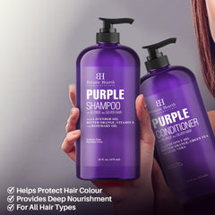 Botanic Hearth Purple Conditioner on hair detangles and protects against breakage.