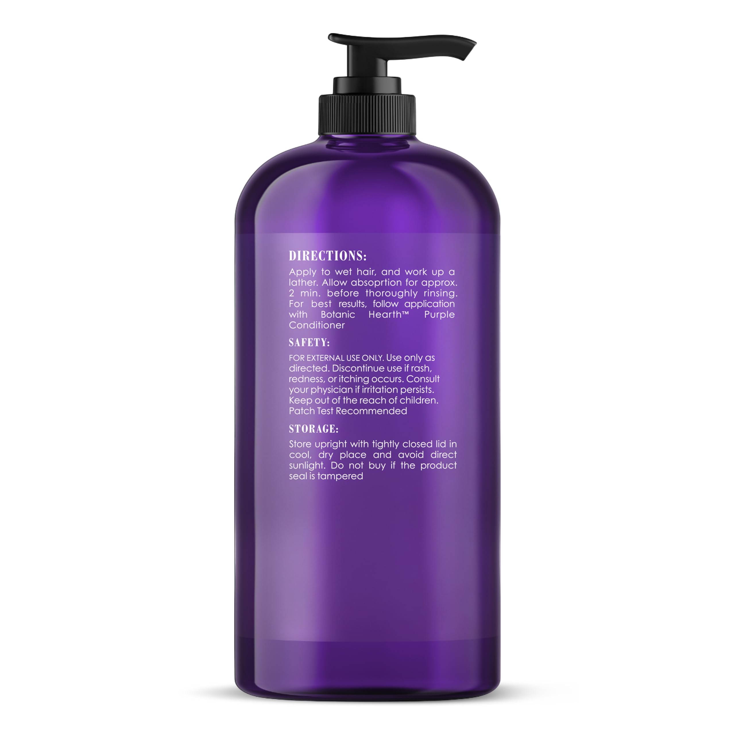Botanic Hearth Purple Shampoo with lavender oil evokes soothing scent and care.