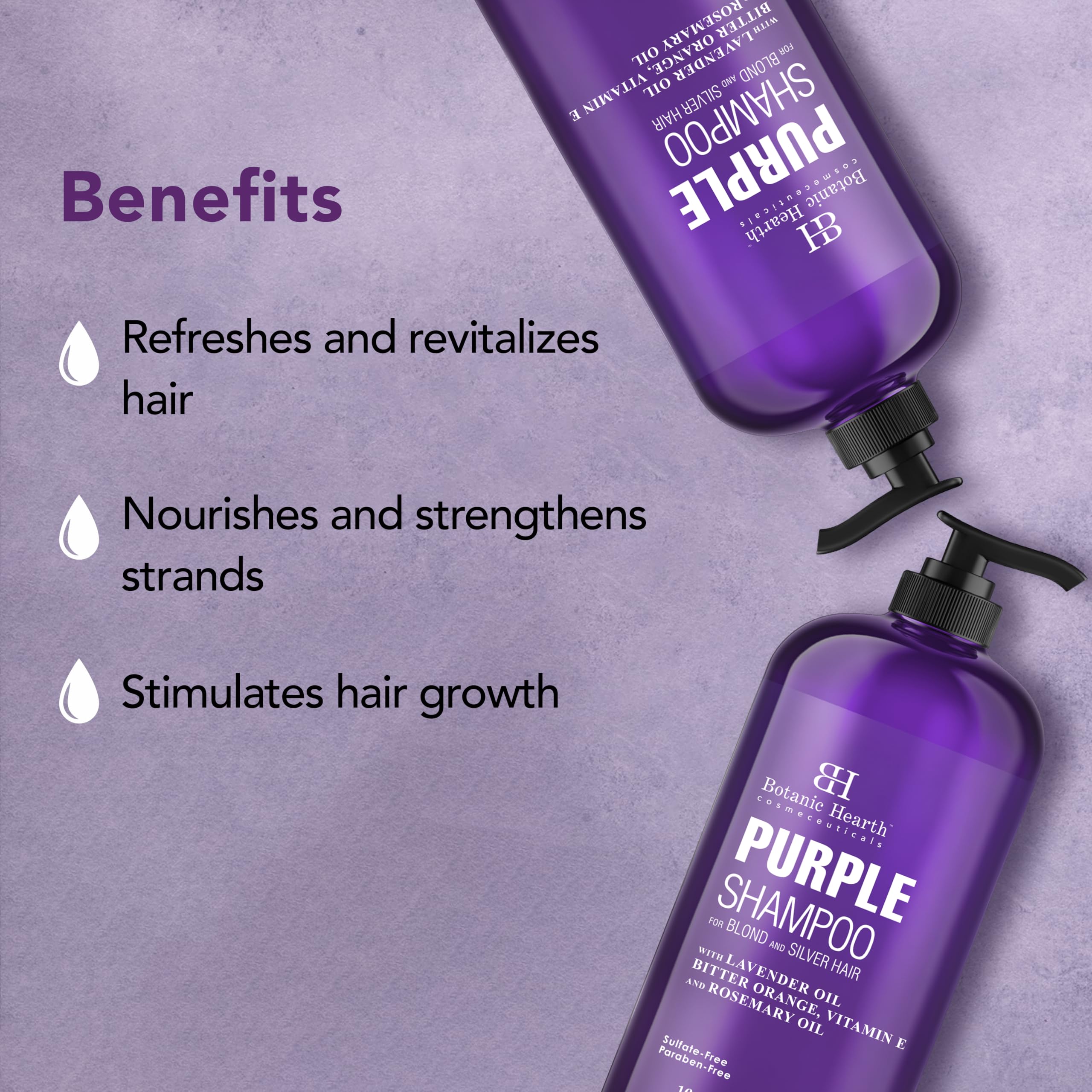 Botanic Hearth Purple Shampoo ingredients highlight rosemary oil for nourishment.