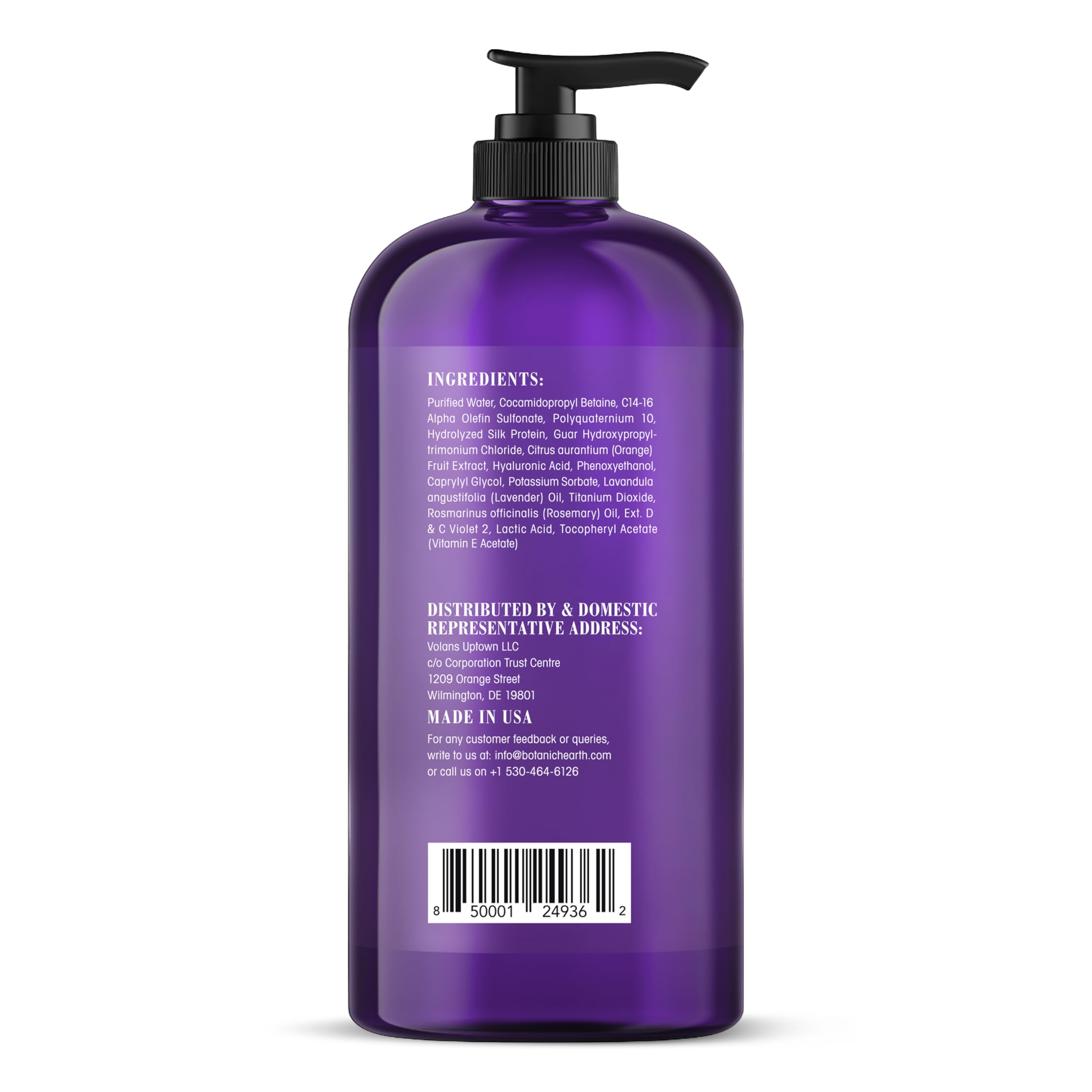 Botanic Hearth Purple Shampoo vitamin E boost promotes hair health and shine.