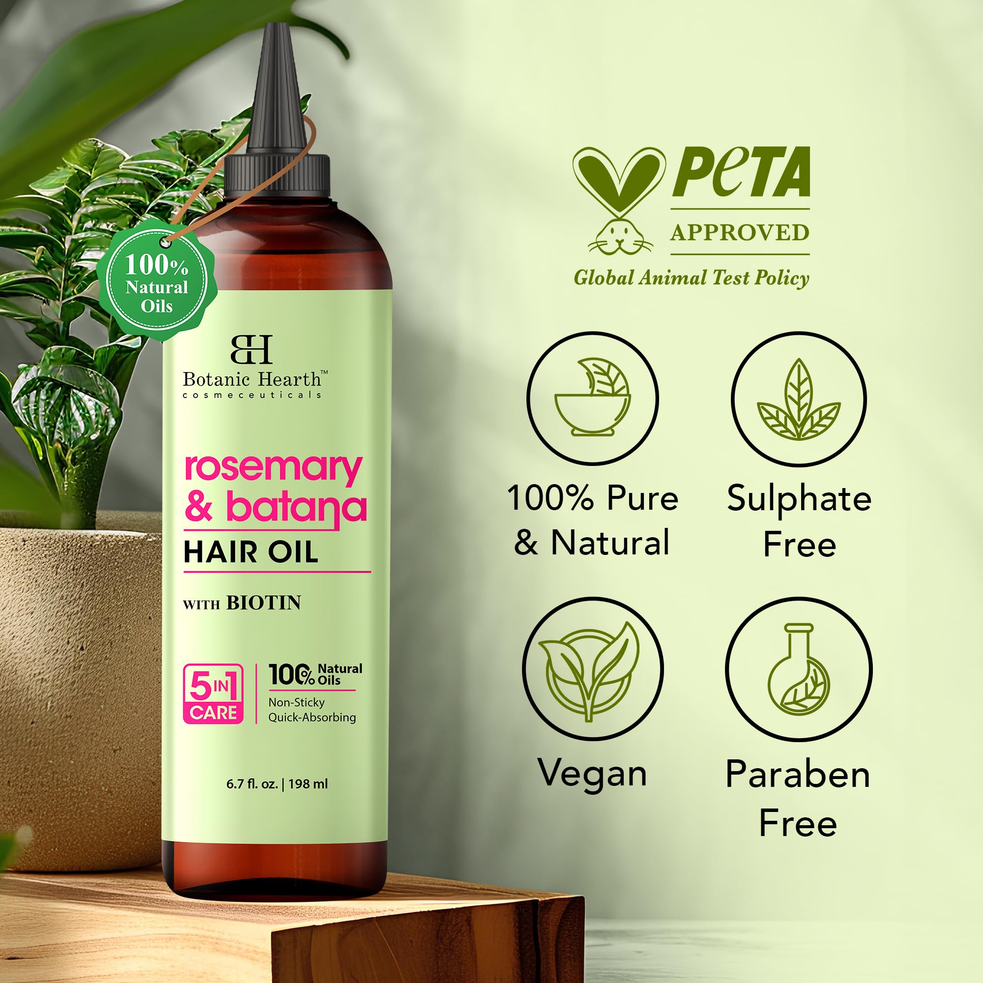 Botanic Hearth rosemary batana oil on hair demonstrates shine and manageability.