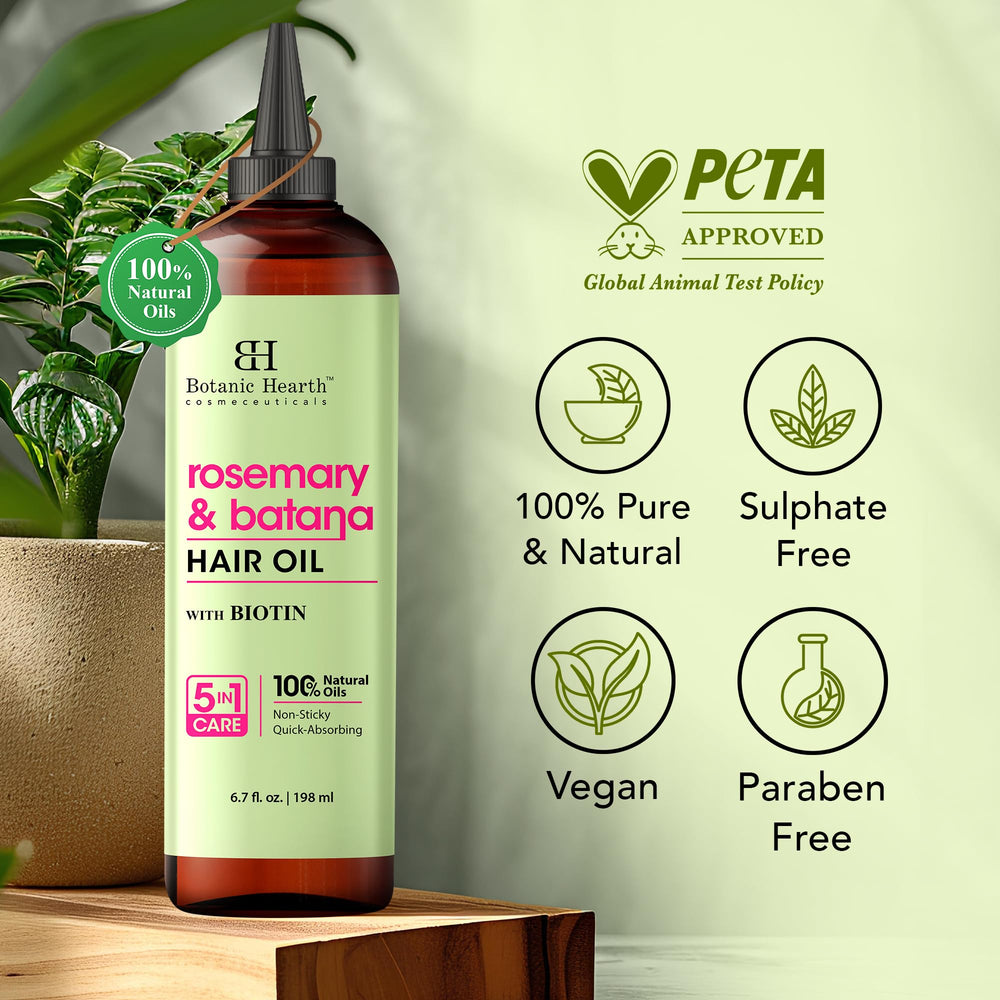 Botanic Hearth rosemary batana oil on hair demonstrates shine and manageability.