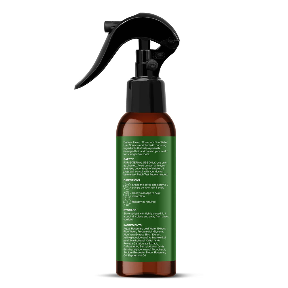 Botanic Hearth rosemary spray iconography communicates vegan and cruelty-free credentials.