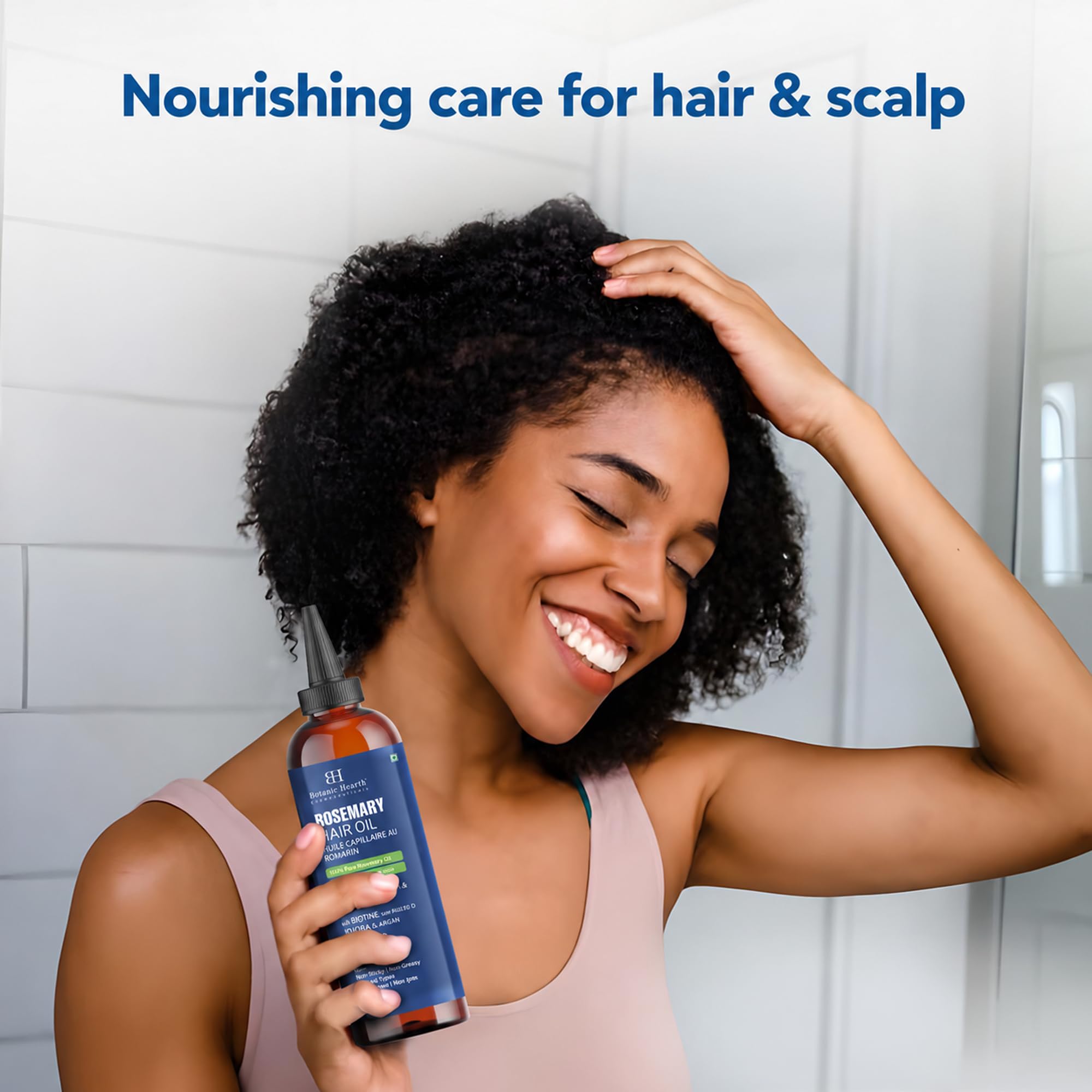 Botanic Hearth oil applied in shower to hydrate scalp and restore moisture