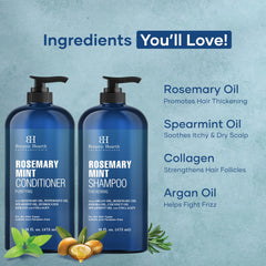 Botanic Hearth Rosemary Mint Set packaging communicates sulfate- and paraben-free, cruelty-free care