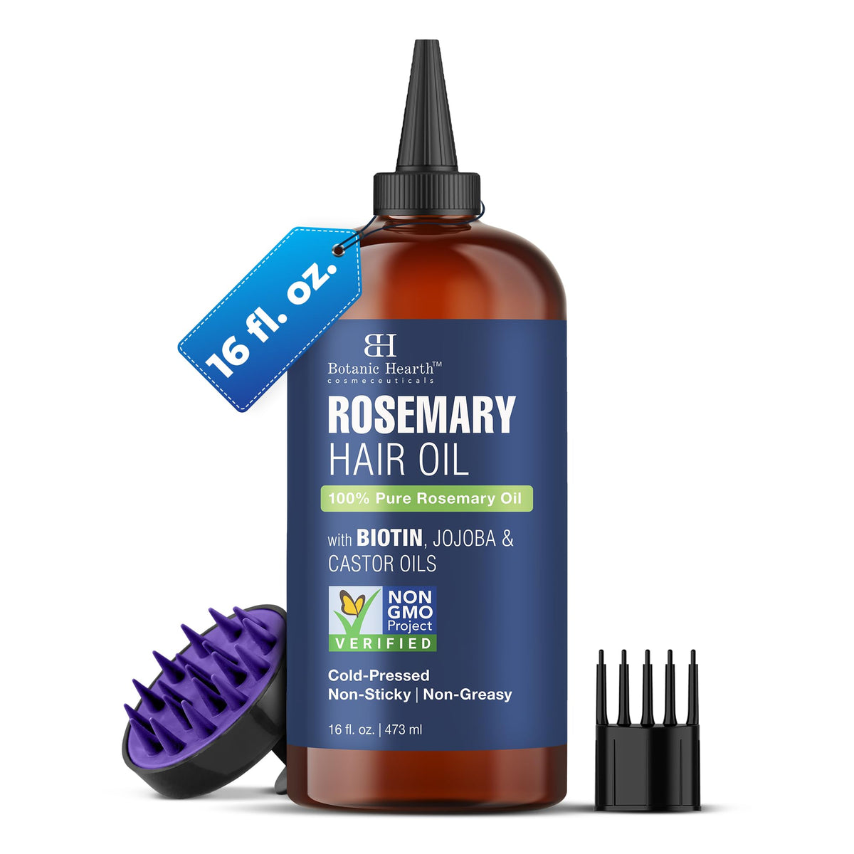 Botanic Hearth rosemary oil bottle for daily scalp nourishment and soothing aroma.