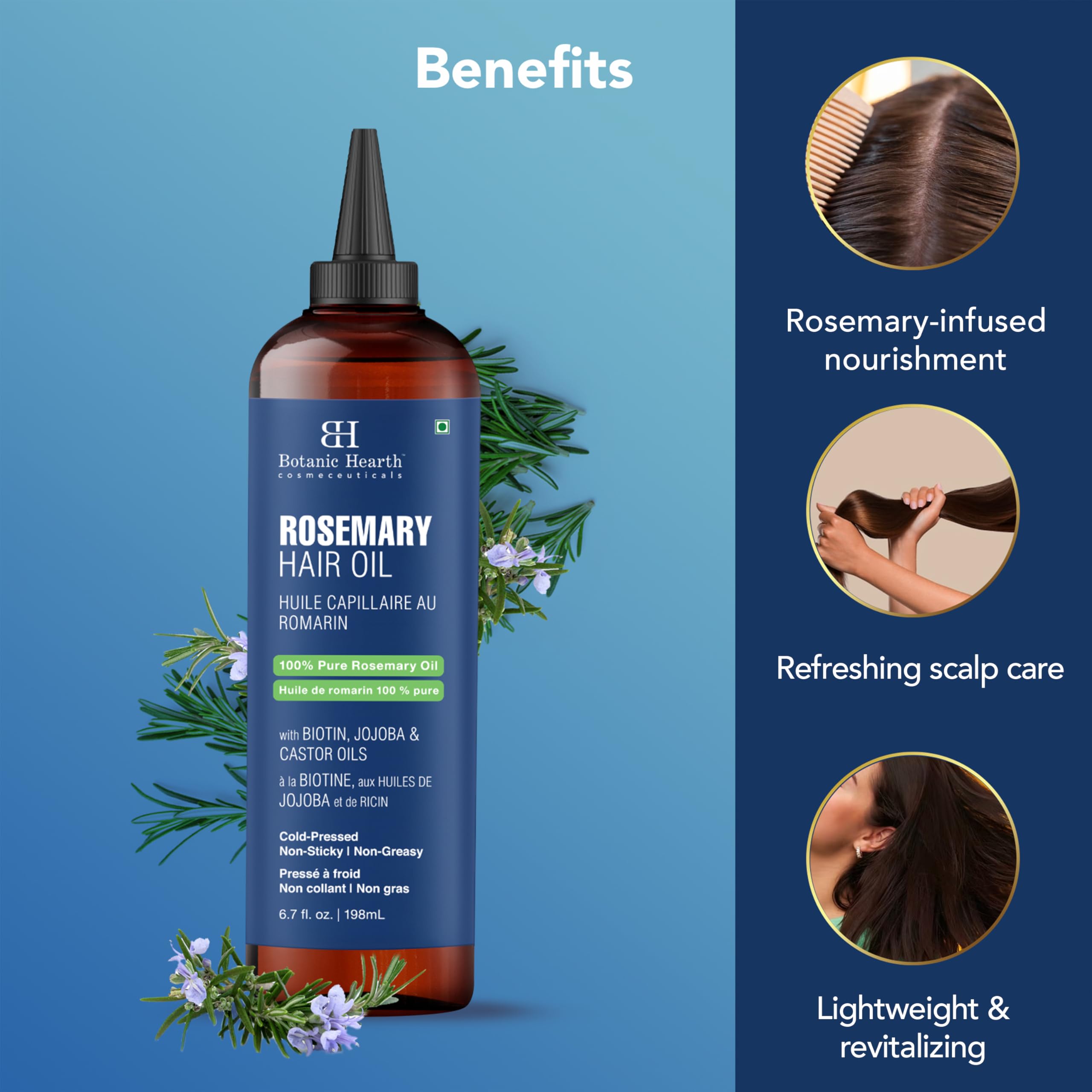 Botanic Hearth rosemary oil drops closeup indicating premium extraction quality.