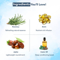 Botanic Hearth rosemary oil with biotin highlights nourishing blend for strands.