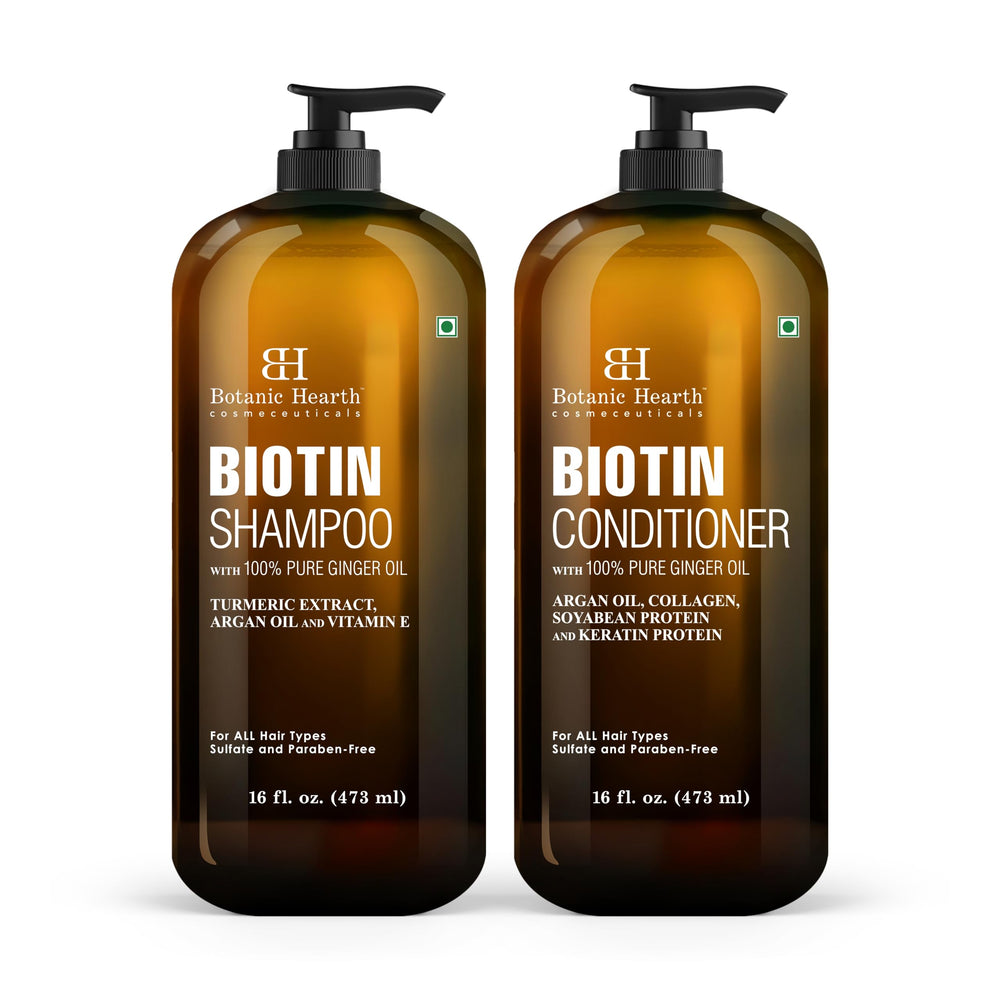 Botanic Hearth shampoo and conditioner set displayed on shelf for daily care
