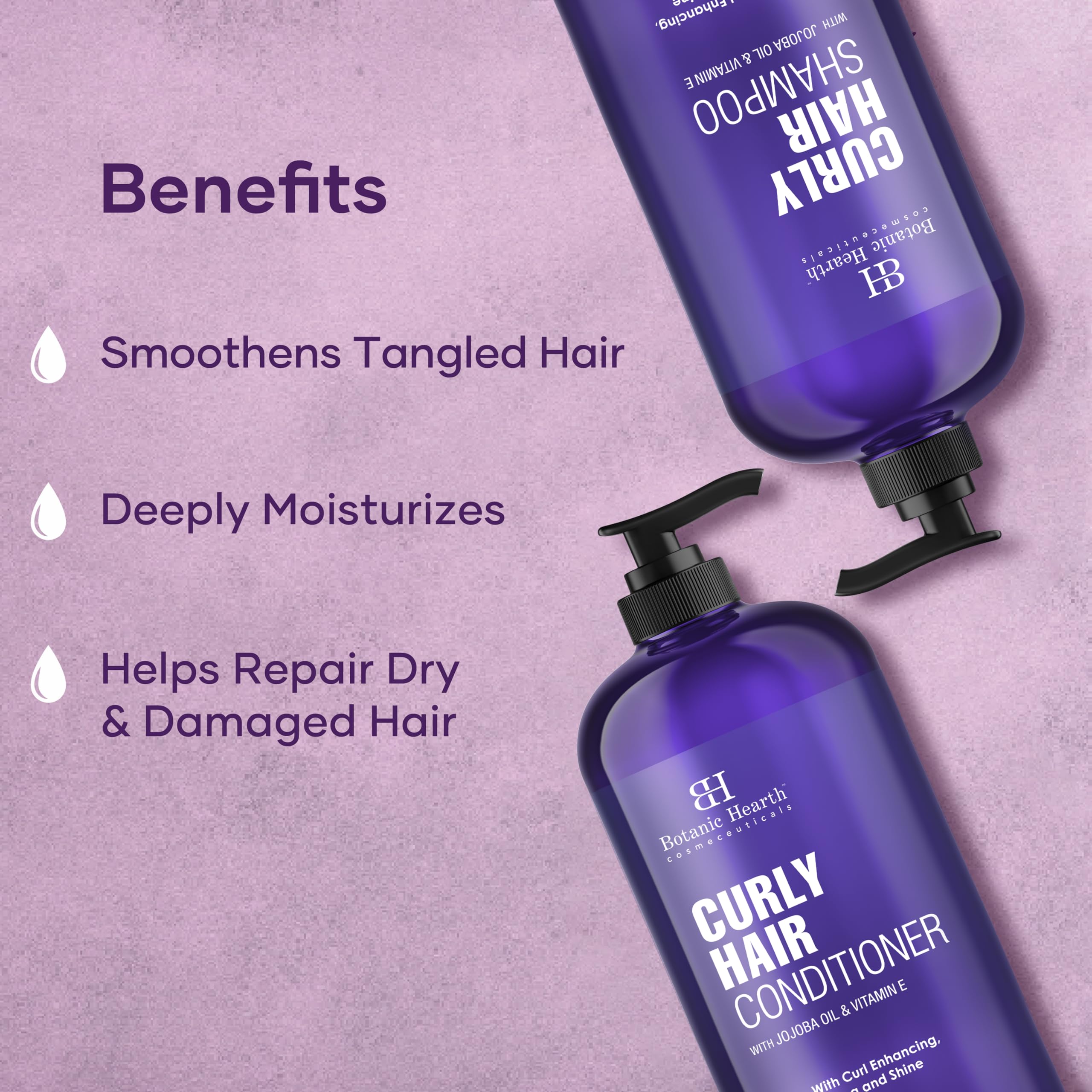 Botanic Hearth sulfate-free label emphasizes gentle cleansing for curls.
