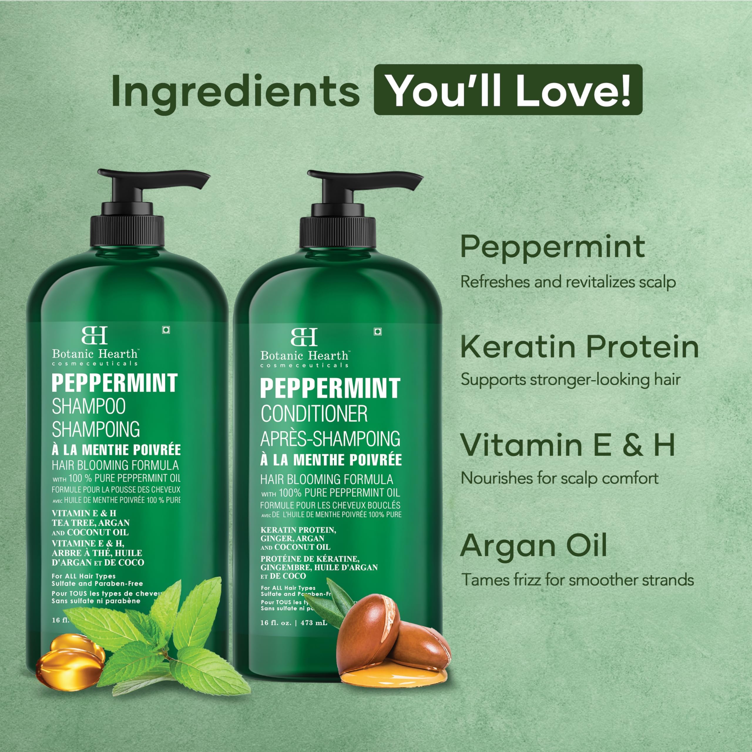 Botanic Hearth sulfate-free label signals a gentle cleansing experience.