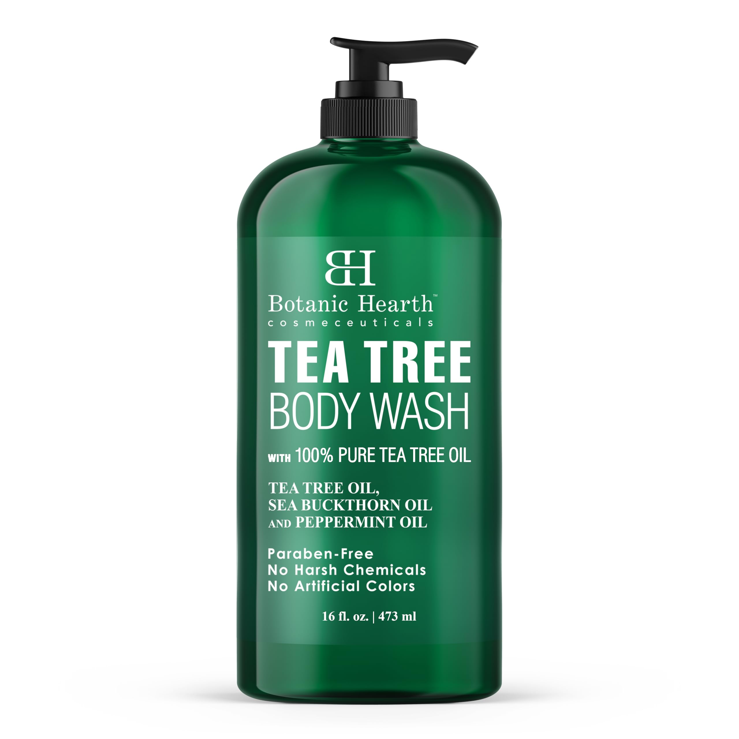 Botanic Hearth Tea Tree Body Wash bottle offers a refreshing daily cleanse.