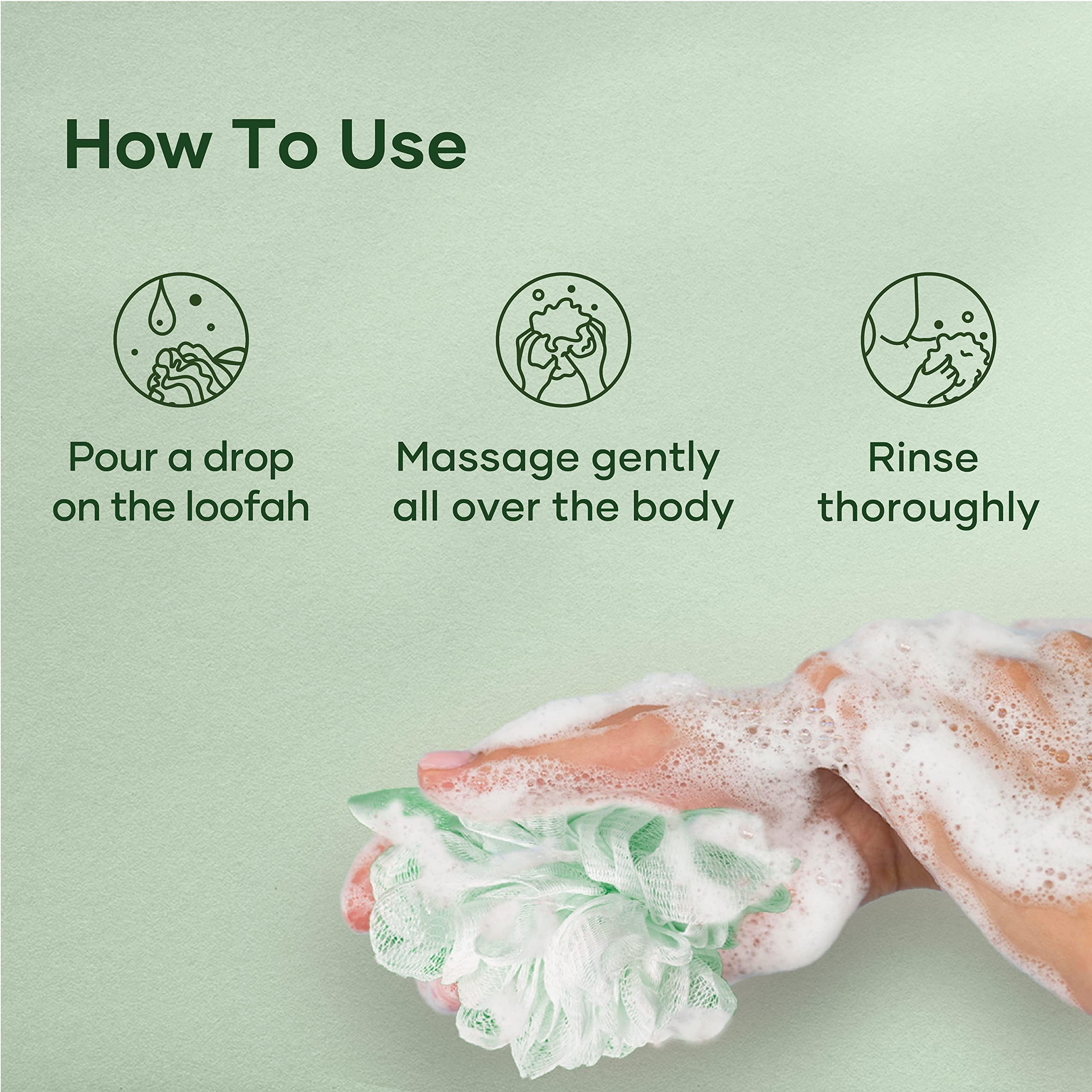 Botanic Hearth Tea Tree Body Wash label detail shows cruelty-free, USA-made quality