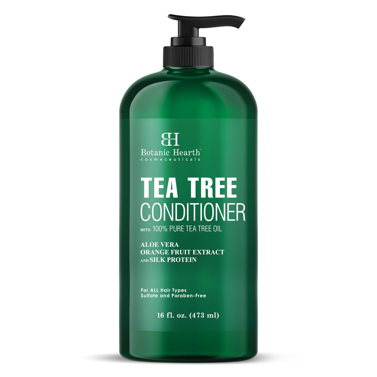 Botanic Hearth Tea Tree Conditioner bottle—scalp soothing and conditioning.