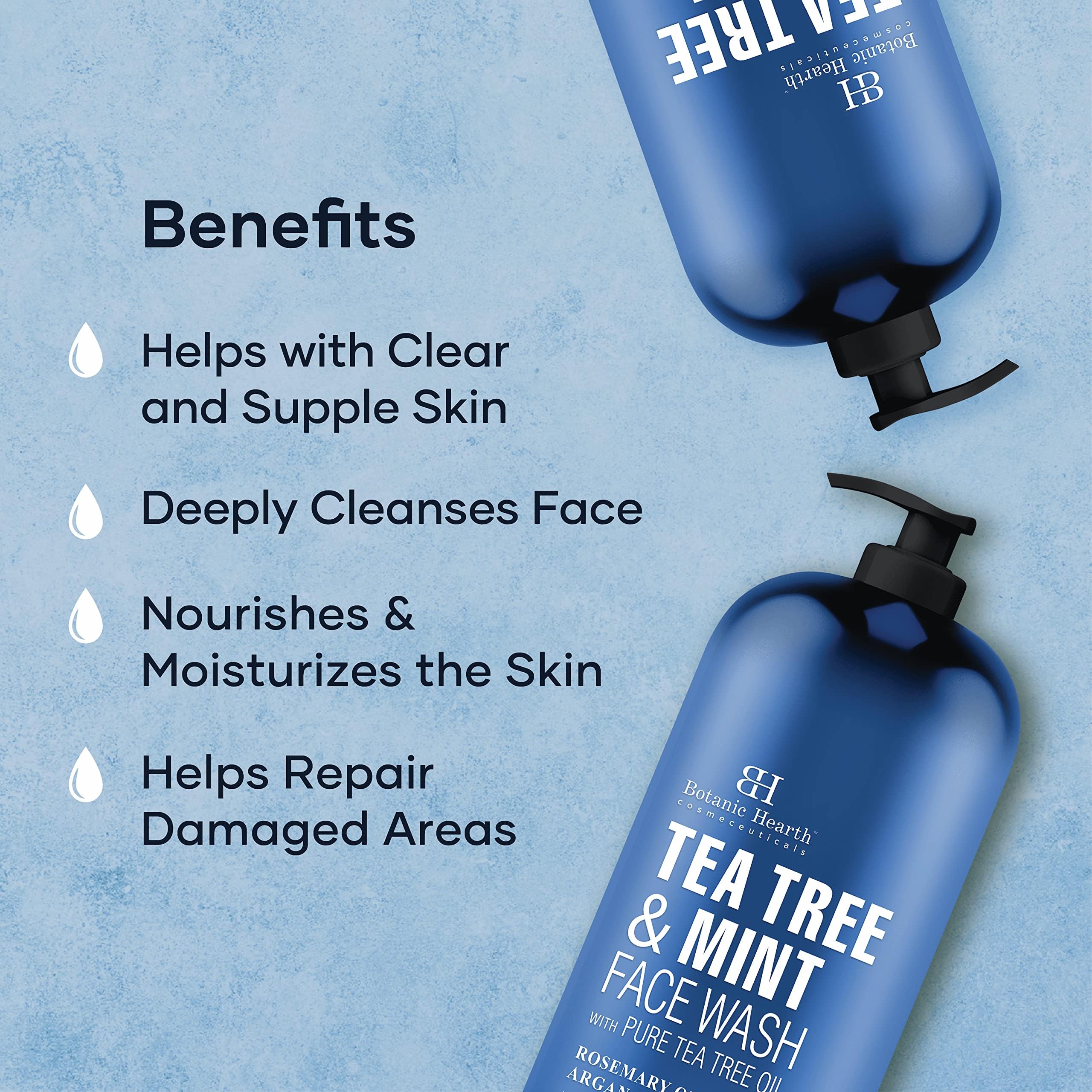 Botanic Hearth Tea Tree Face Wash bottle, ethically sourced and cruelty-free.