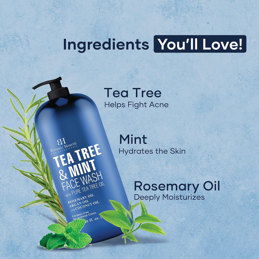 Botanic Hearth Tea Tree Face Wash ethically sourced, emphasizing its gentle formula.