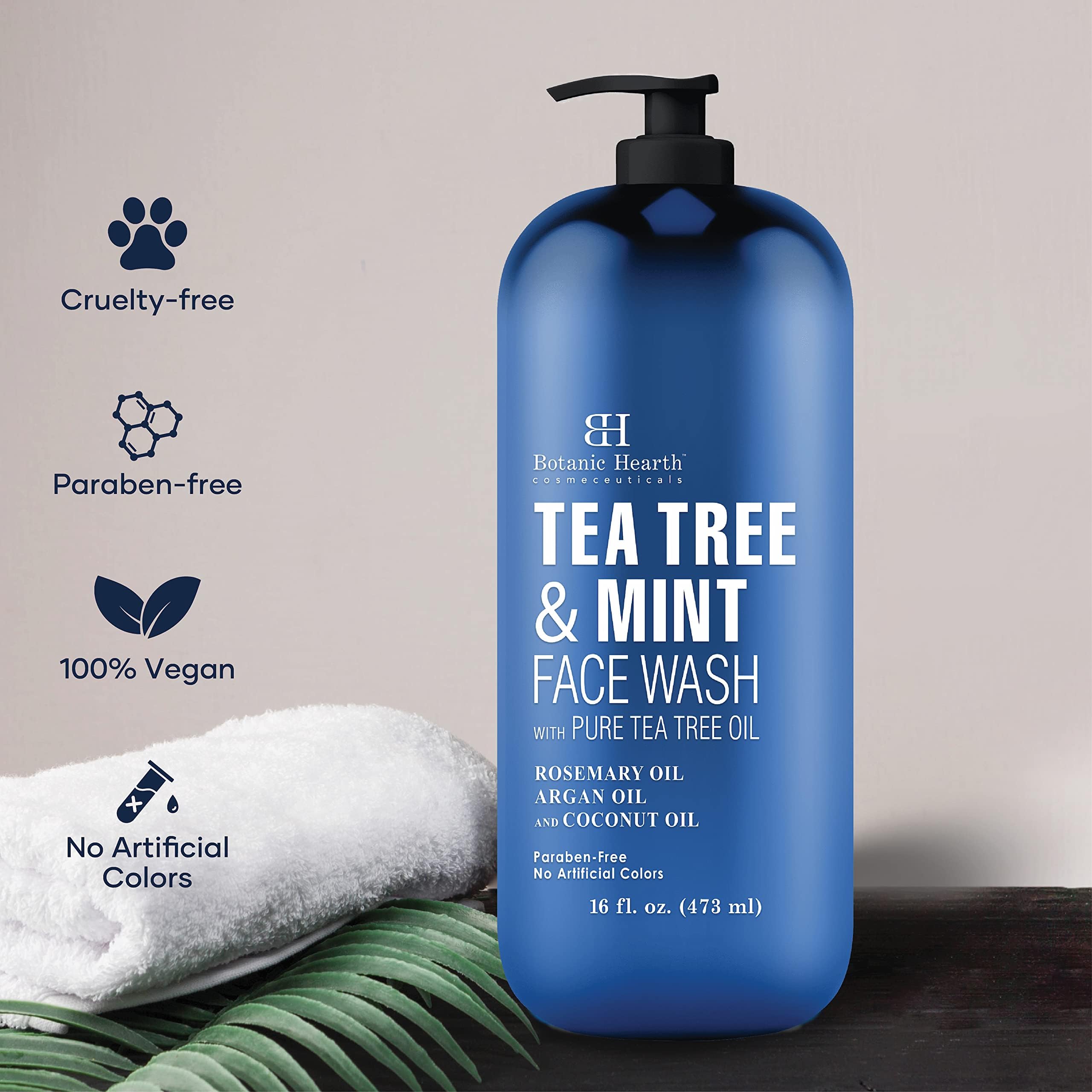 Botanic Hearth Tea Tree Face Wash in use, promoting clear skin benefits.