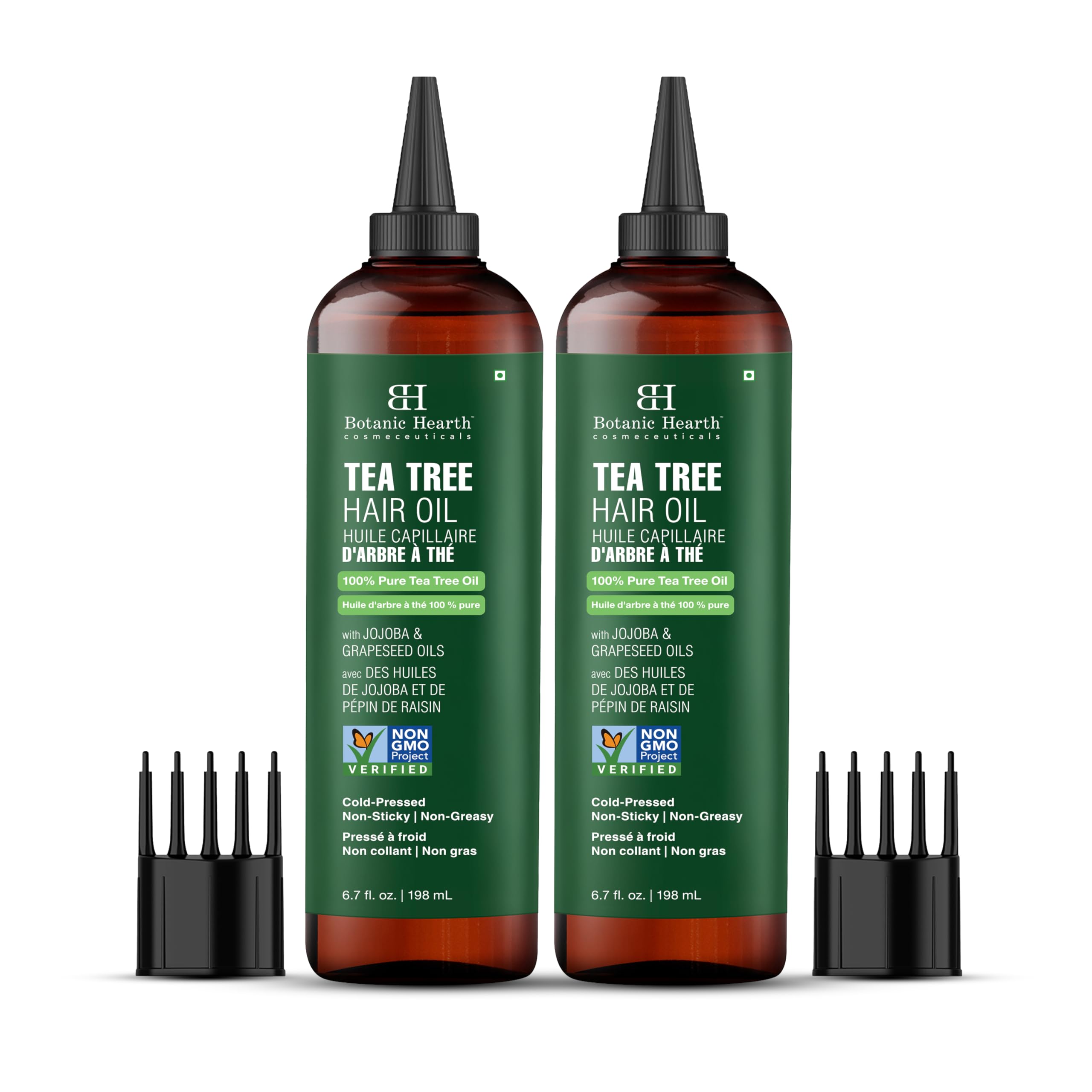 Botanic Hearth Tea Tree Oil bottle ready for scalp soothing care.
