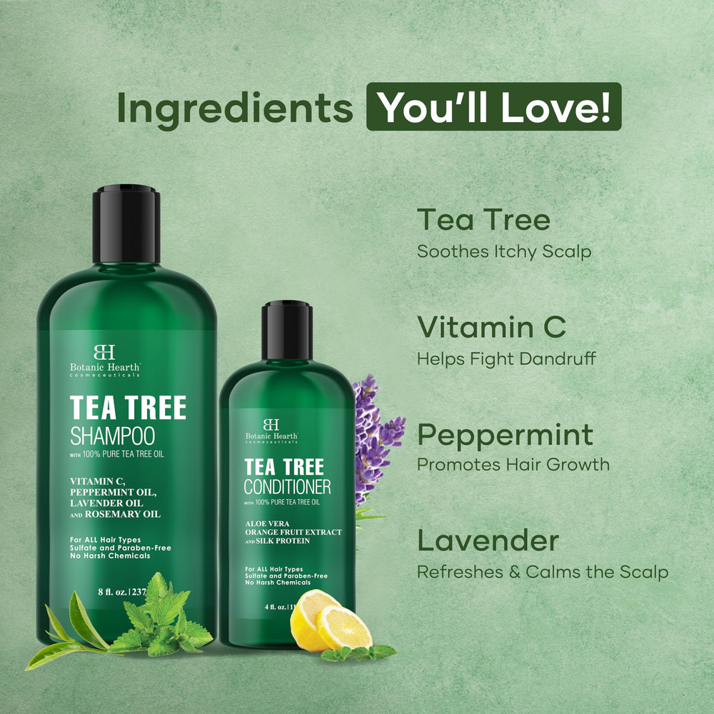 Botanic Hearth Tea Tree Oil ingredient close-up emphasizing pure extract.