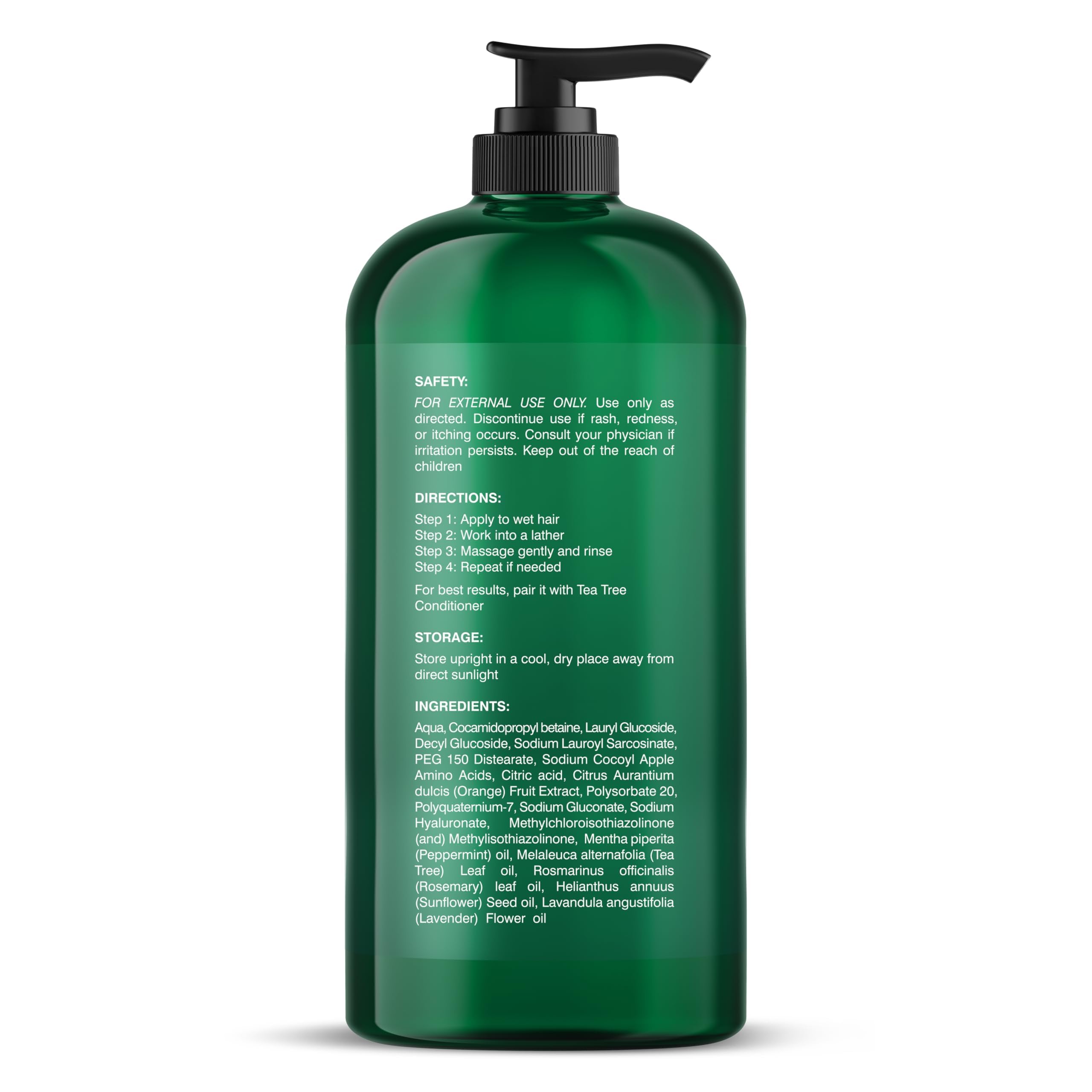 Botanic Hearth Tea Tree Shampoo ingredients glass bowl hint at soothing, nourished hair.