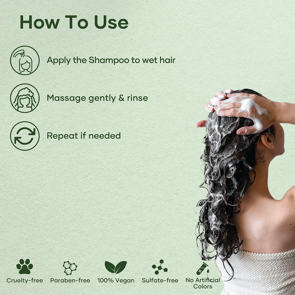 Botanic Hearth Tea Tree Shampoo relaxing ritual shot conveys spa-like freshness.