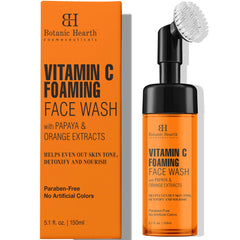 Botanic Hearth Vitamin C foaming face wash bottle closeup for gentle cleansing.
