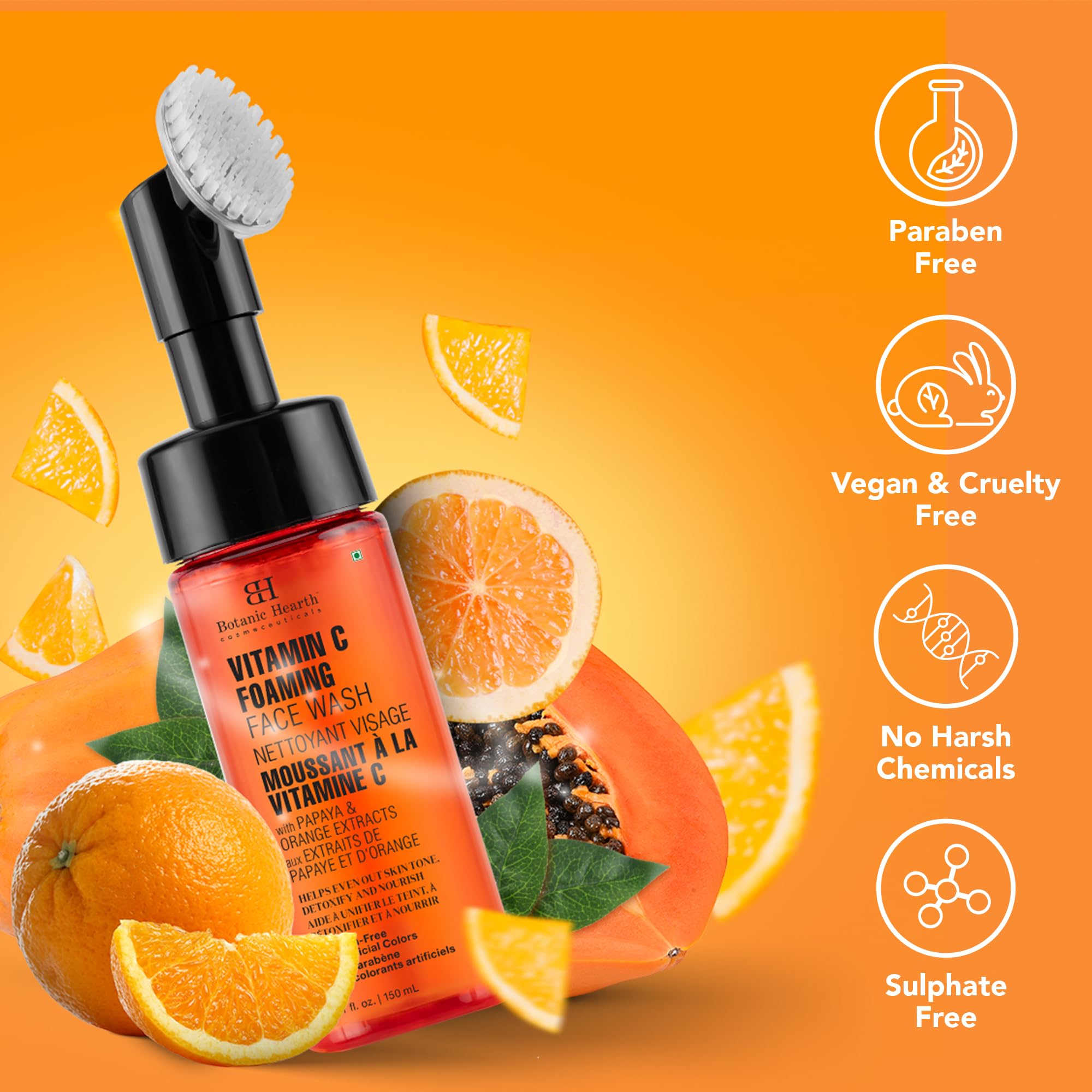 Cruelty-free Botanic Hearth Vitamin C face wash label on bottle.