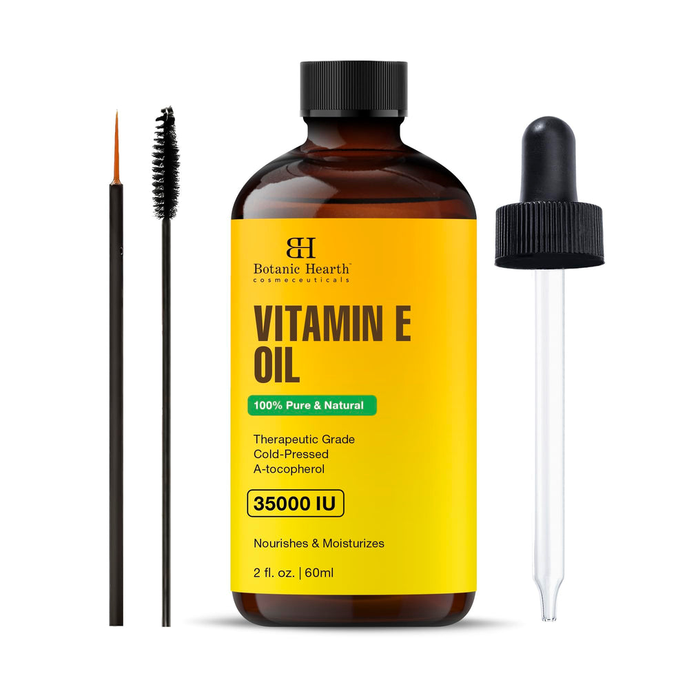 Botanic Hearth Vitamin E Oil bottle close-up for pure skin and hair nourishment