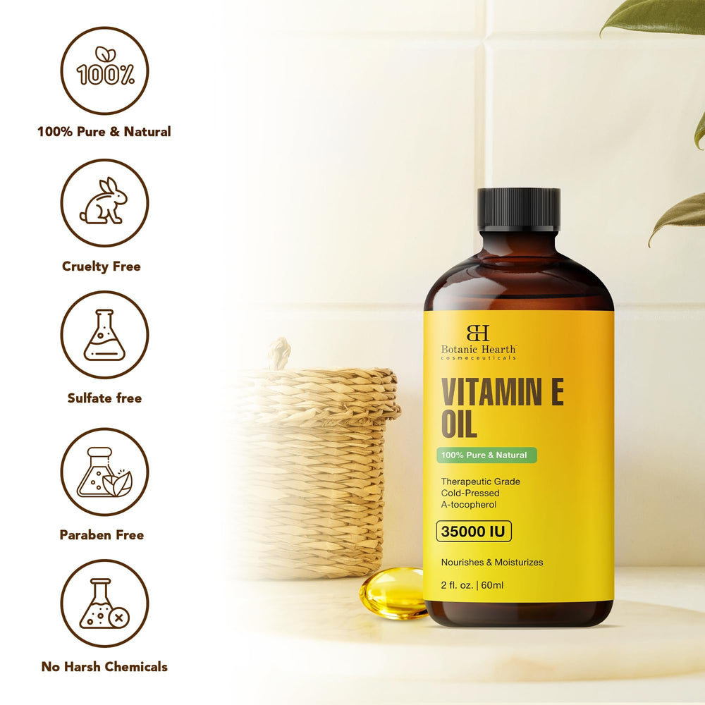 Botanic Hearth Vitamin E Oil moisturizes dry skin and enhances texture