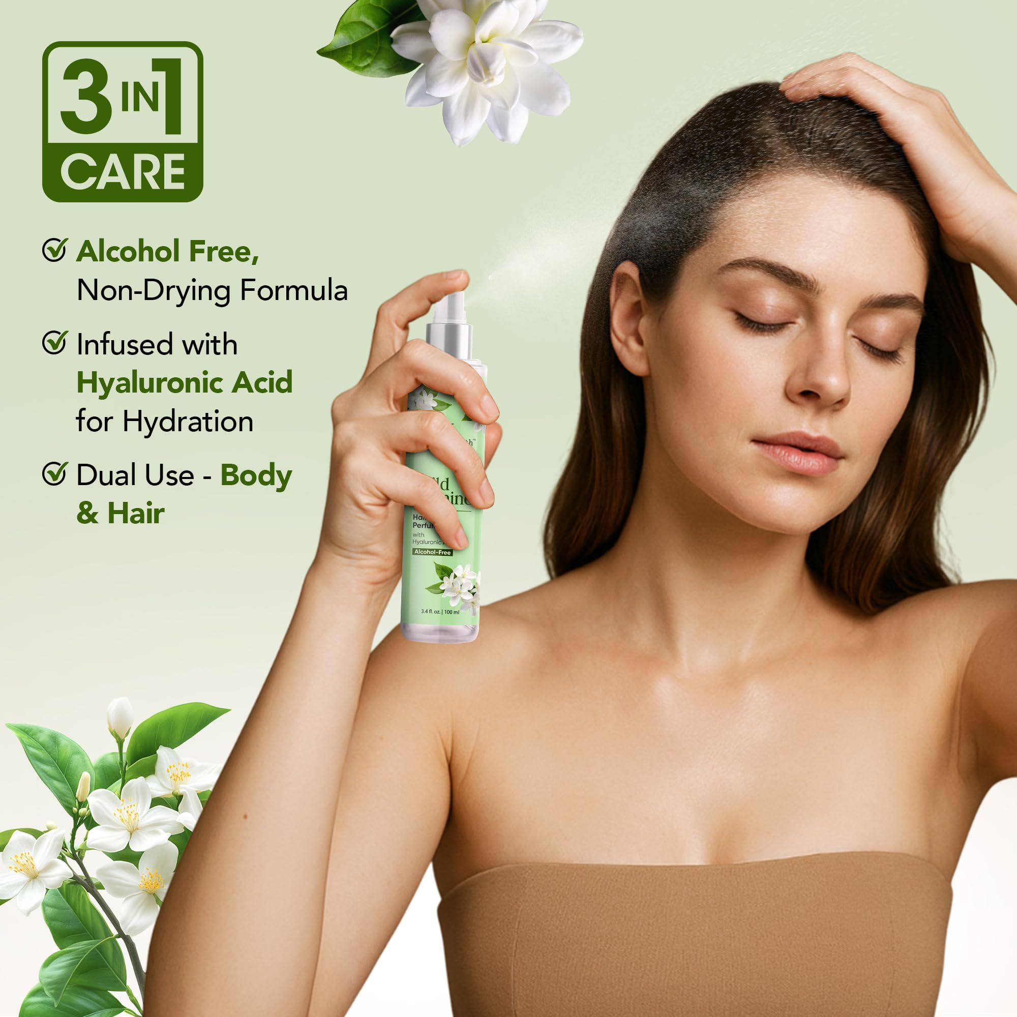 Botanic Hearth Wild Jasmine scent aura on neck for a lingering floral glow