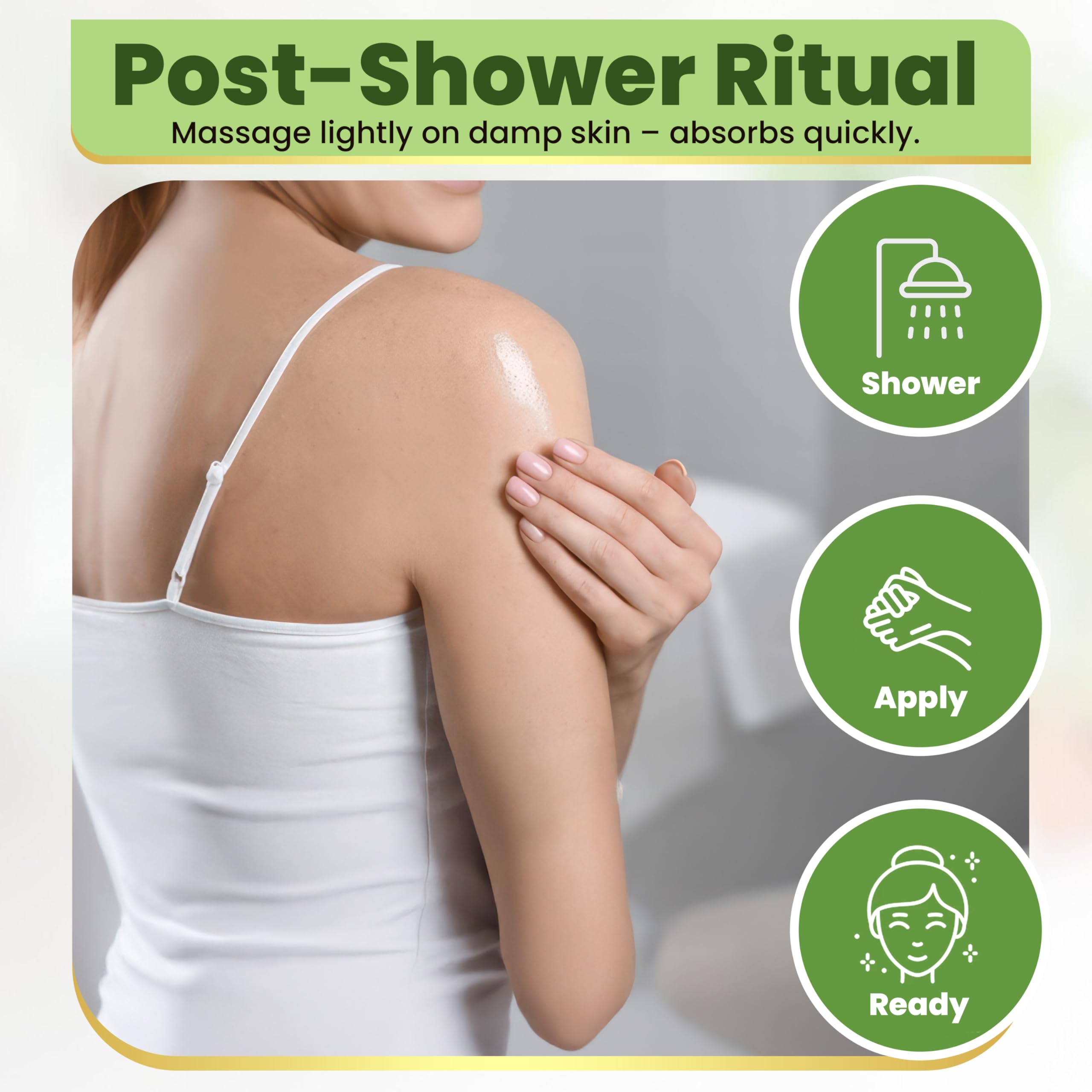Botanic Rain Ayurveda Body Oil applied on arm demonstrates evening routine for smoother skin.