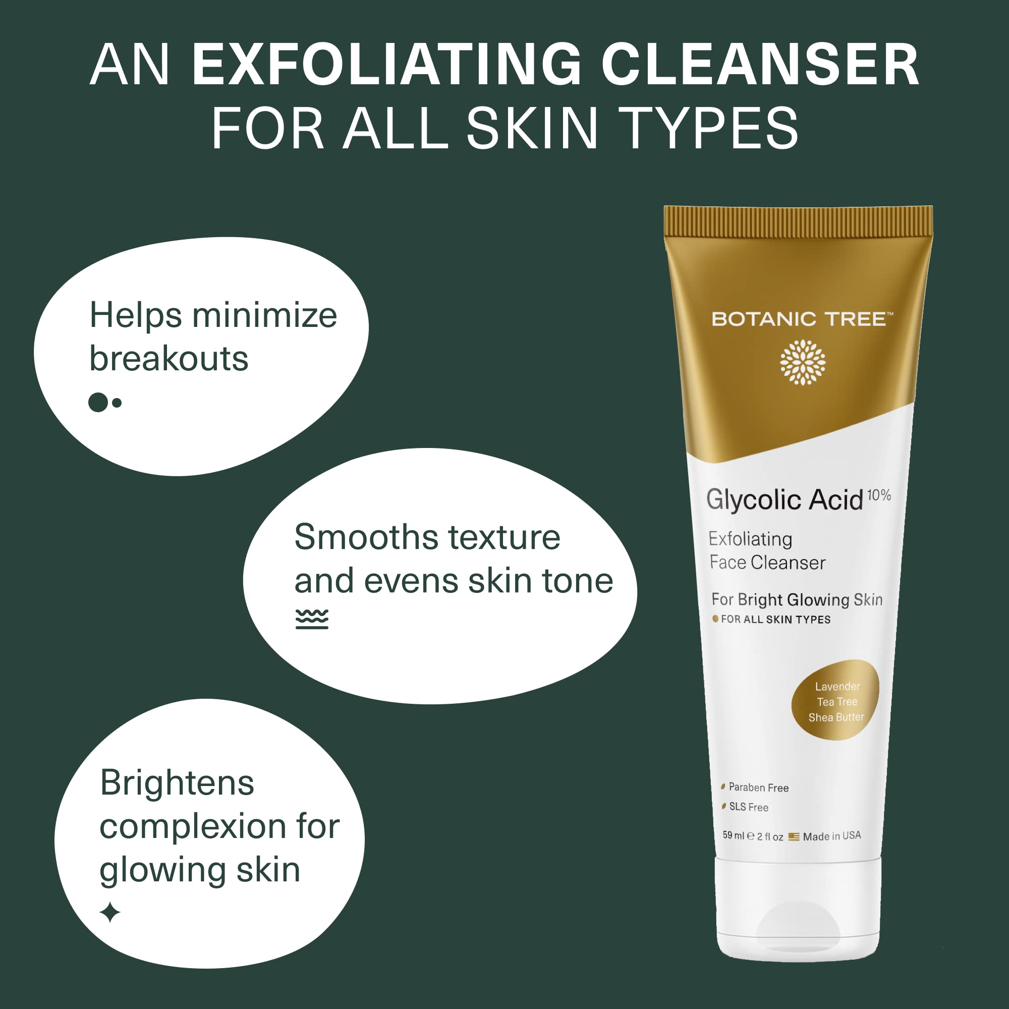 Botanic Tree Glycolic Face Wash lather shows creamy foam for easy cleansing