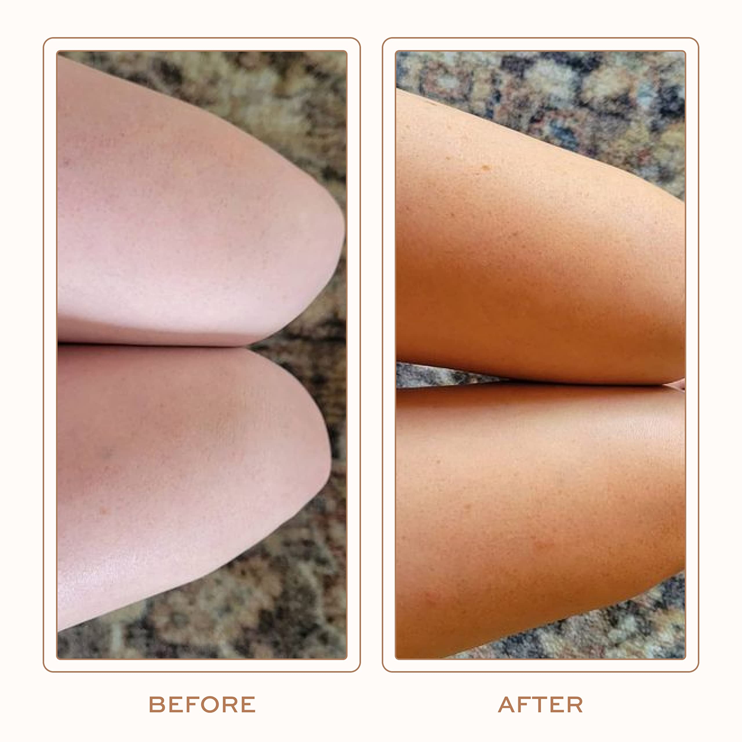 Botanic Tree Self Tanner lotion arm swatch showcases natural color without orange tint.