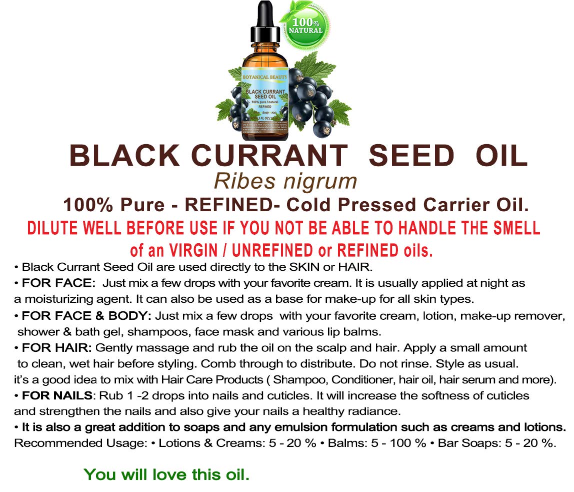 Botanical Beauty Black Currant Seed Oil for nails, promoting stronger-looking nails.