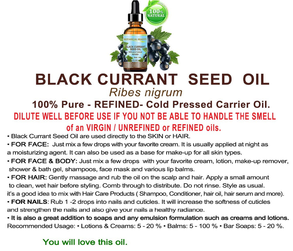 Botanical Beauty Black Currant Seed Oil for nails, promoting stronger-looking nails.