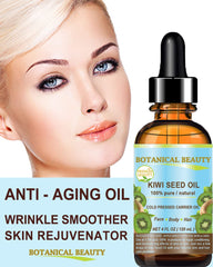 Botanical Beauty Kiwi Seed Oil on face for non-greasy moisture