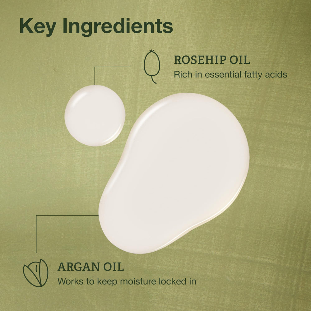 Botanics Restoring Overnight Face Oil texture closeup highlights lightweight, non-greasy absorption.