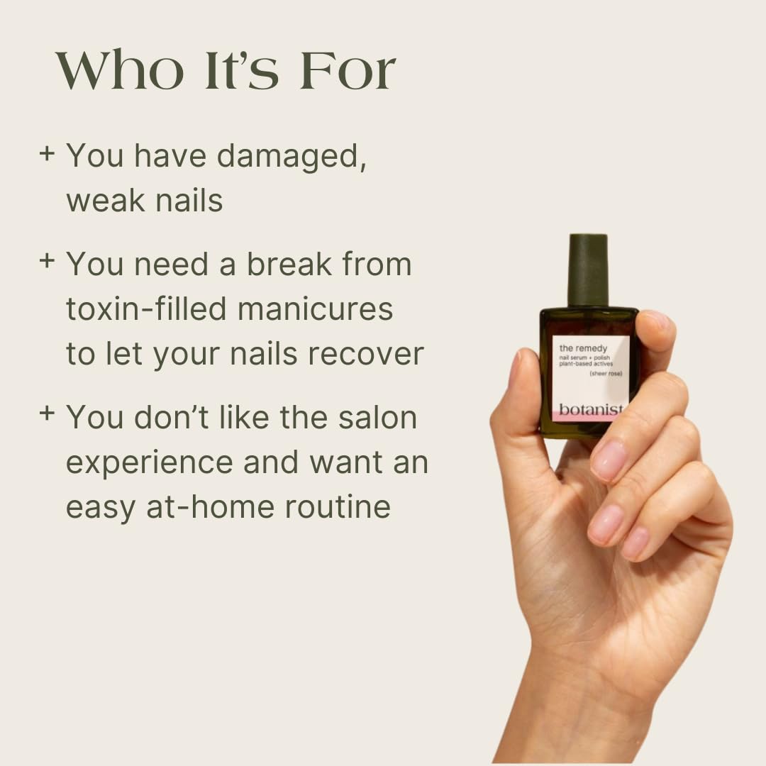 Botanist Nails The Remedy plant-based actives spotlight with squalene and olive oil.