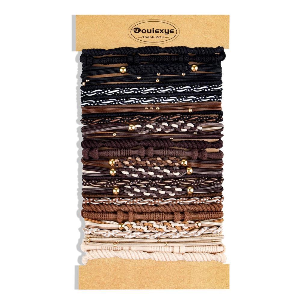 Bouiexye boho hair ties closeup with soft nylon elastics for gentle wear.