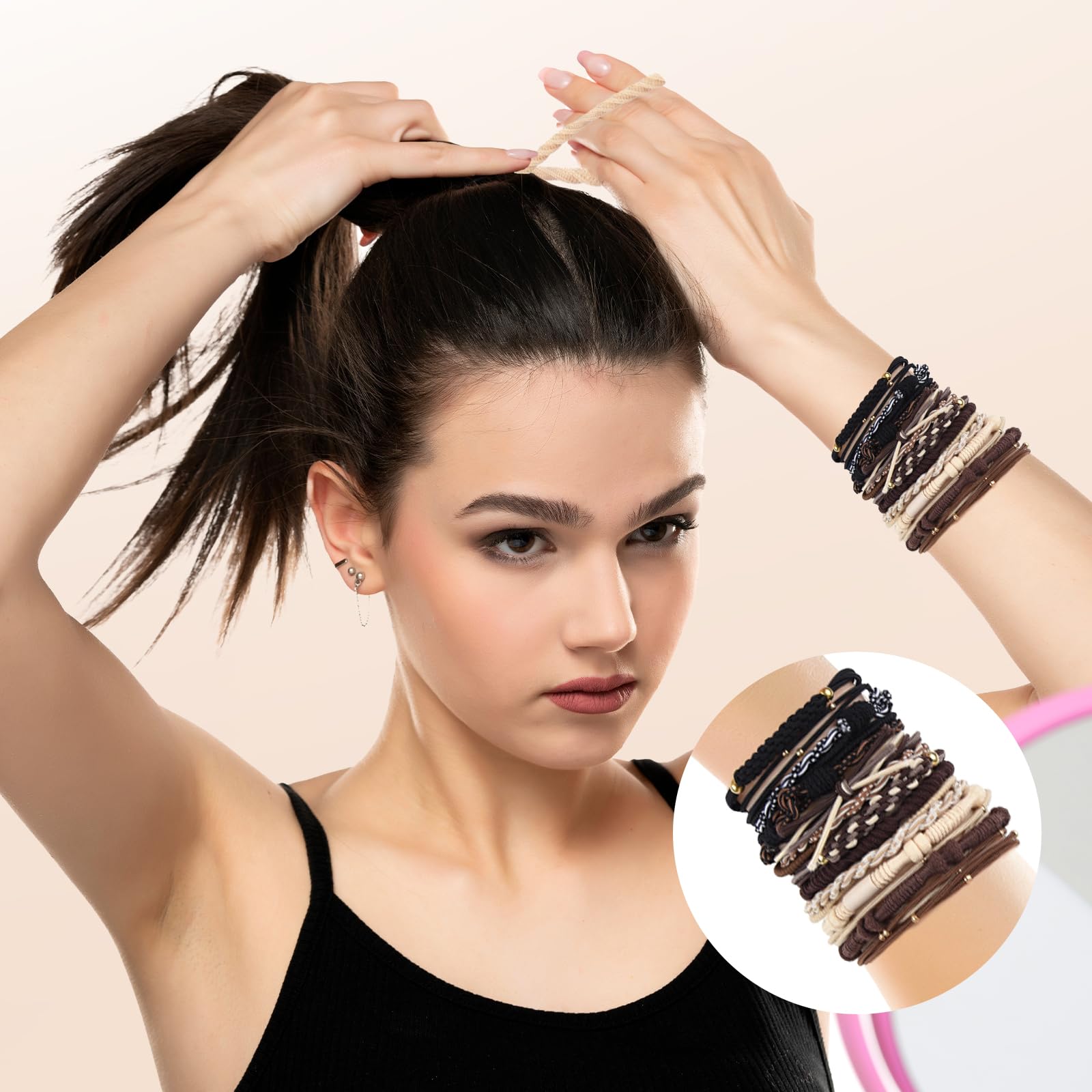 Bouiexye boho hair ties worn as bracelets offering versatile style and quick access.