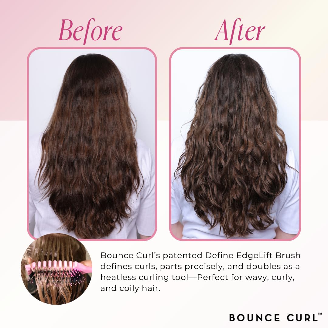 Bounce Curl Define EdgeLift Brush teal close-up bristles provide gentle glide and frizz control.
