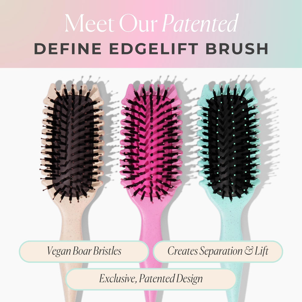 Bounce Curl Define EdgeLift Brush pink in use for effortless curl definition